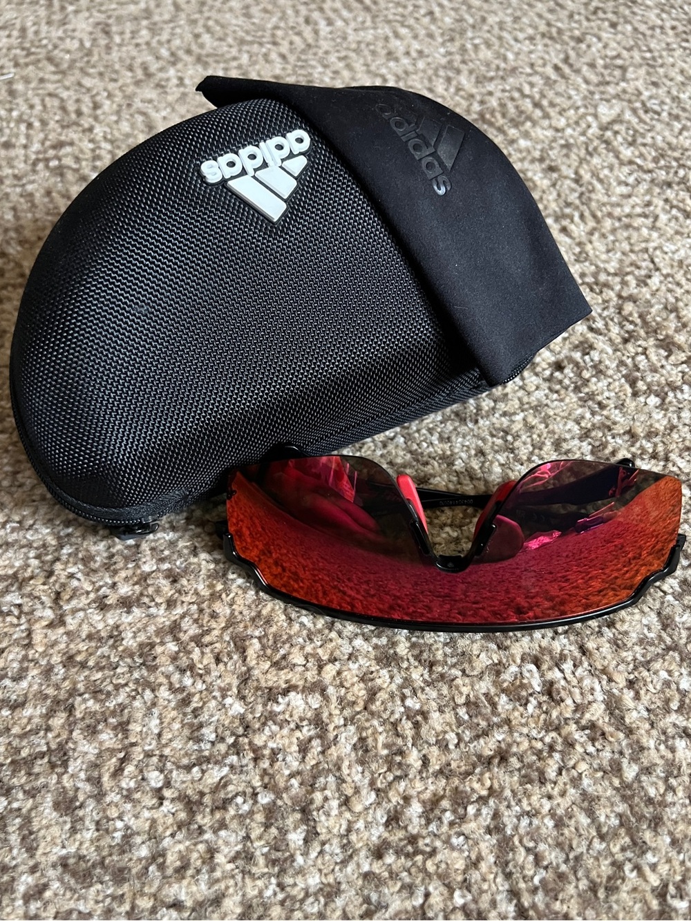 adidas Men’s Sunglasses with Red Mirror Lens and Black Case